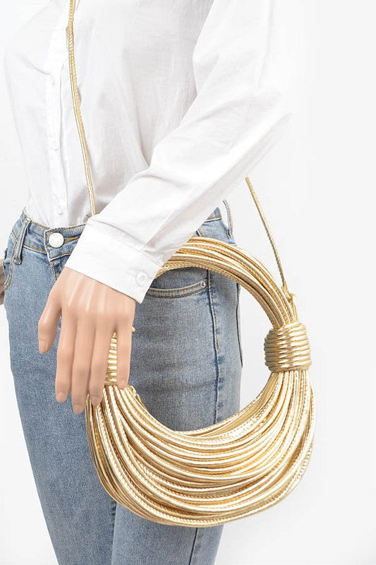 Women's Metallic Layer Roping Top Handle Bag