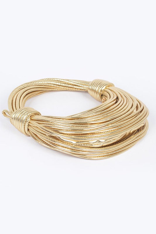 Women's Metallic Layer Roping Top Handle Bag