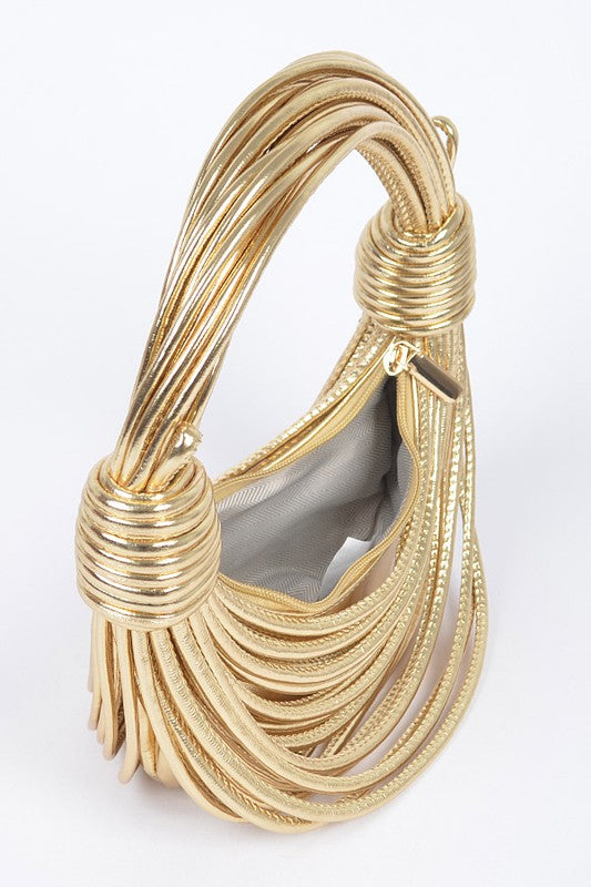 Women's Metallic Layer Roping Top Handle Bag