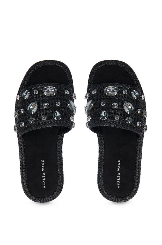 Baste Jeweled Raffia Sandal