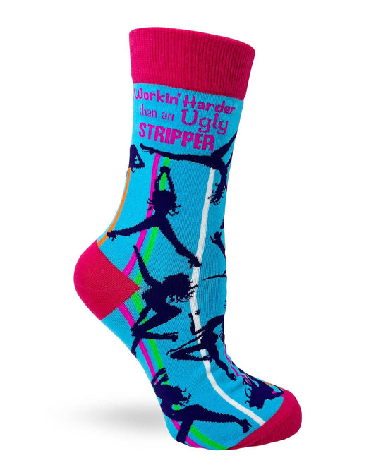 Workin' Harder Than An Ugly Stripper Women's Crew Socks
