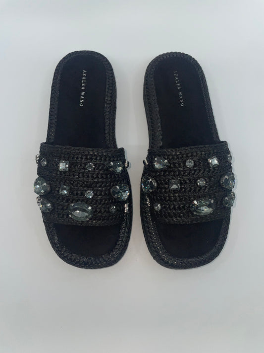 Azaela Wang Raffia Jeweled Sandal