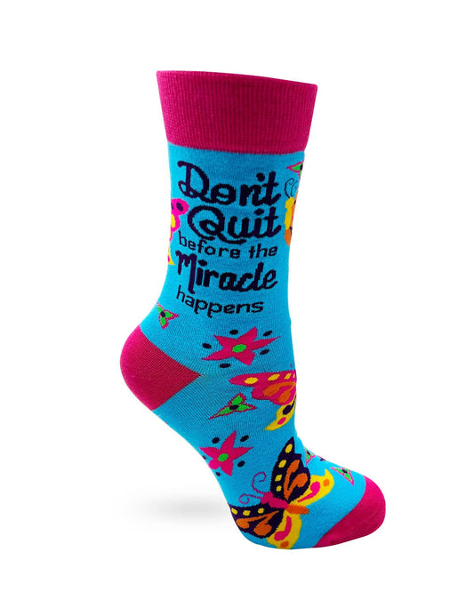Don't Quit Before The Miracle Happens Women's Crew Socks