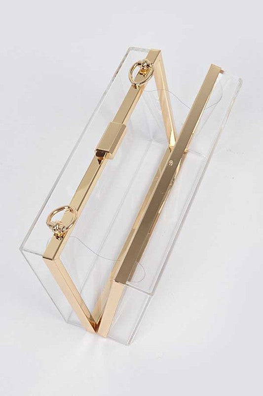 Women's Crystal Chunky Chain Clear Box Clutch