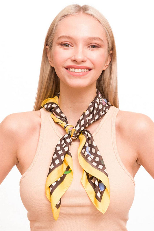 Grid Pattern Silky Bandana