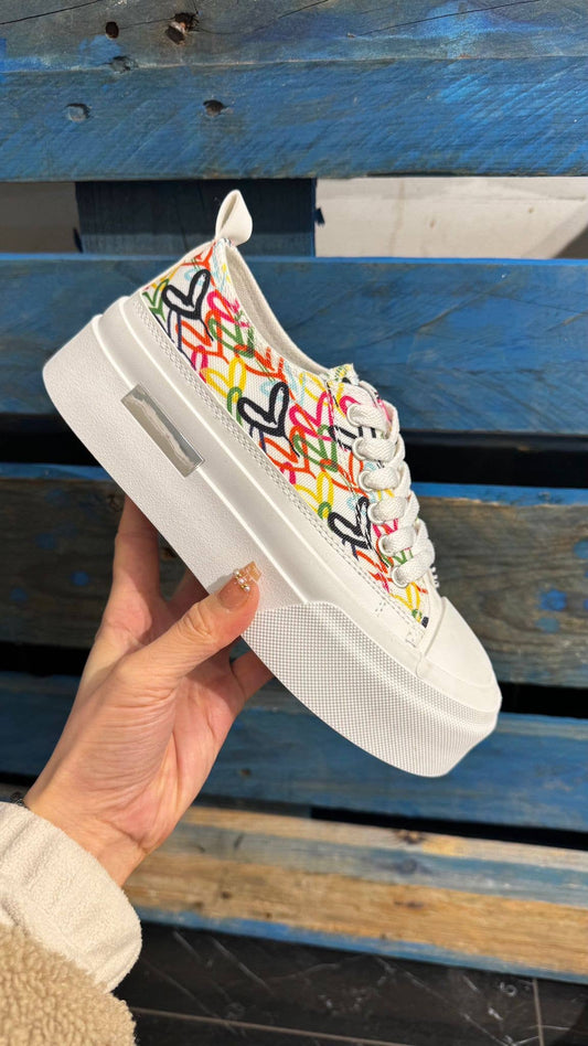 Women's Canvas Chunky Platform Trainers