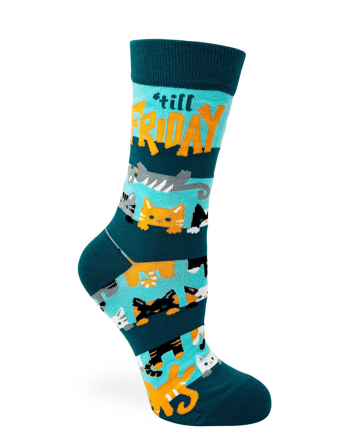 Hangin' on 'till Friday Ladies' Crew Socks With Cute Cats