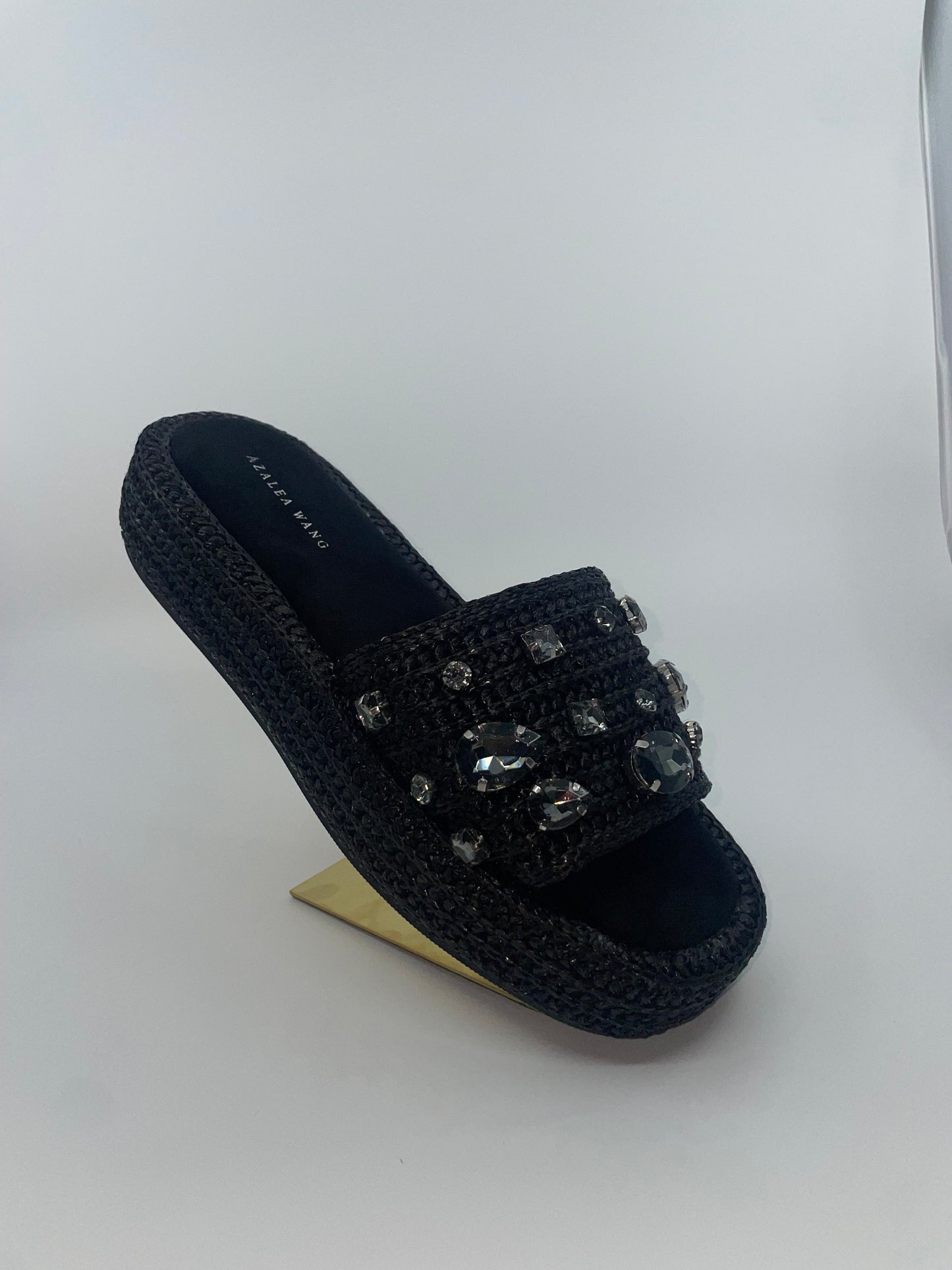 Azaela Wang Raffia Jeweled Sandal
