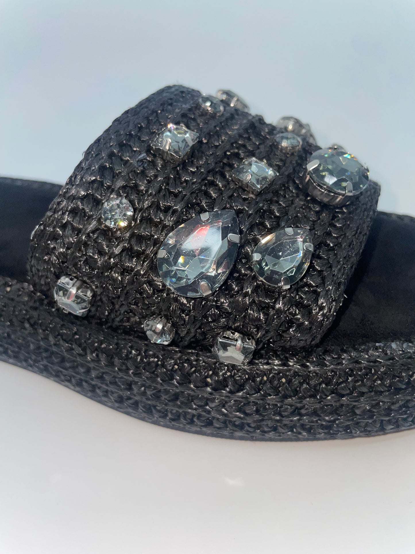 Azaela Wang Raffia Jeweled Sandal