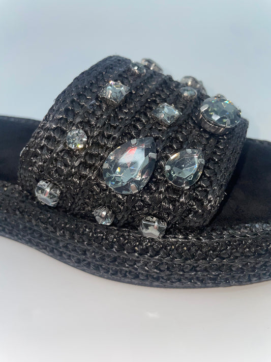 Azaela Wang Raffia Jeweled Sandal