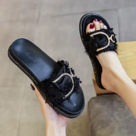 Angel Distressed Rhinestone Slide