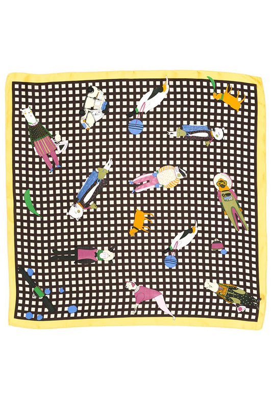 Grid Pattern Silky Bandana