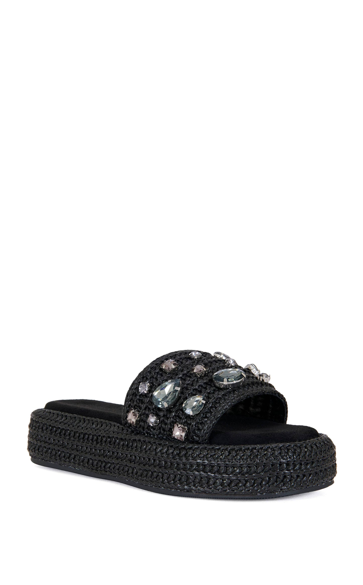 Baste Jeweled Raffia Sandal