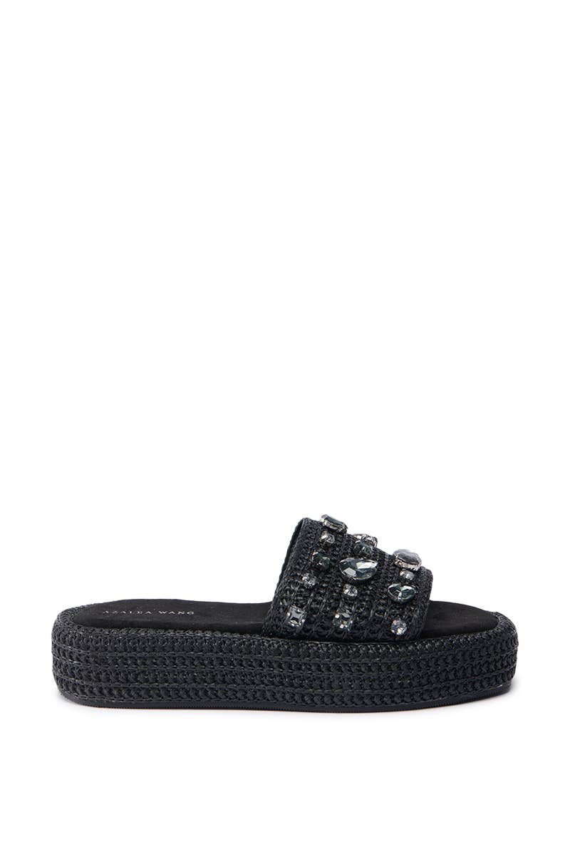 Baste Jeweled Raffia Sandal