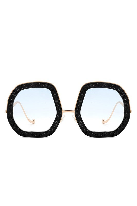 Women Round Geometric Glitter Fashion Sunglasses