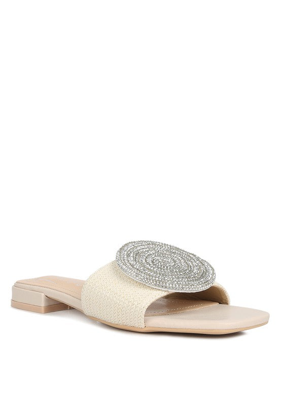 Ollilie Embellished Brooch Slip On Sandals